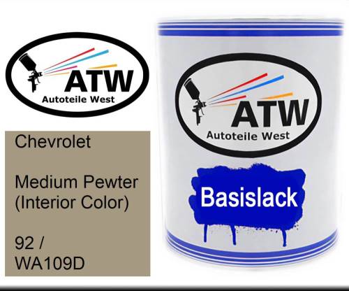 Chevrolet, Medium Pewter (Interior Color), 92 / WA109D: 1L Lackdose, von ATW Autoteile West.